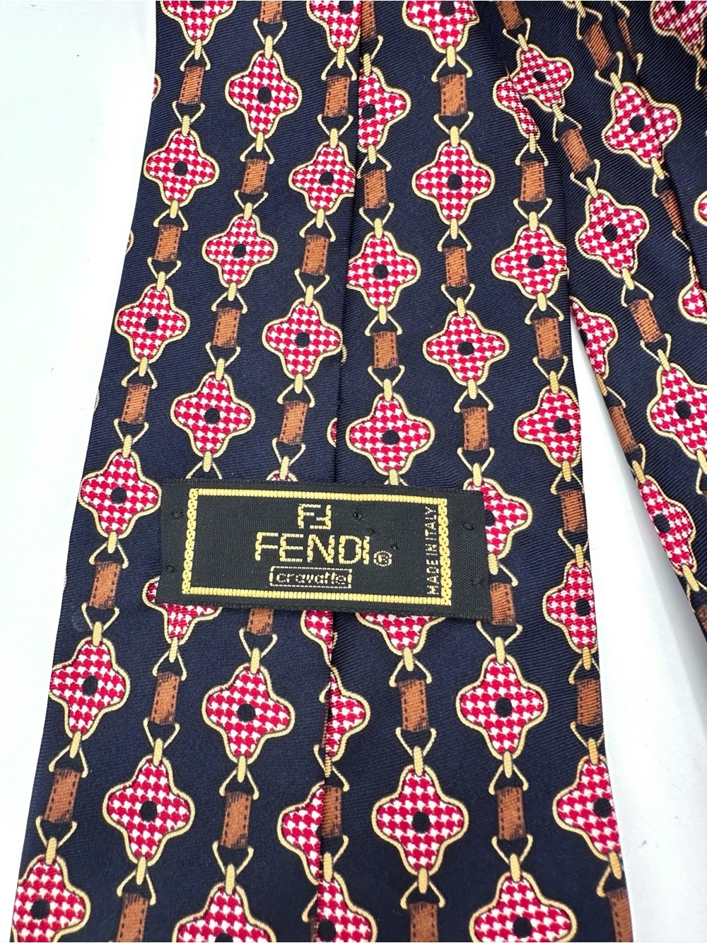 Vintage Fendi Equestrian Chain Link Silk Tie